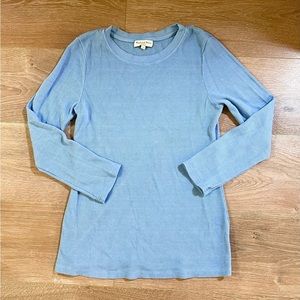 $128 Michael stars baby blue crew thermal long sleeve top shirt waffle large L